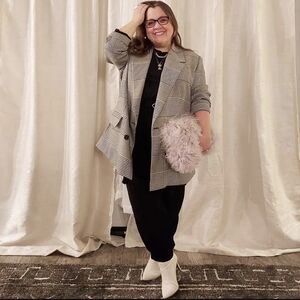 Eloquii Oversized Houndstooth Plaid Blazer Size 14